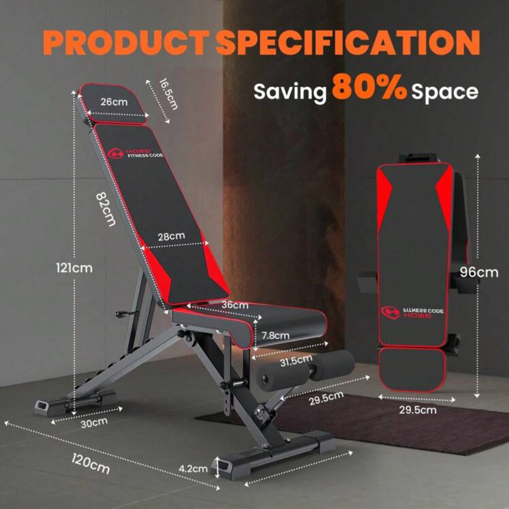 Adjustable Foldable Training Bench with Resistance Bands