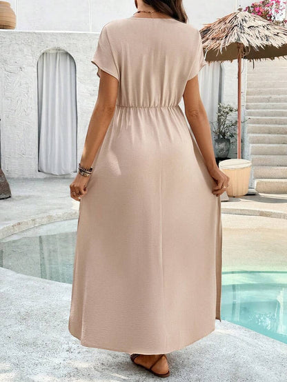 Maternity Dress with V-Neck and Split