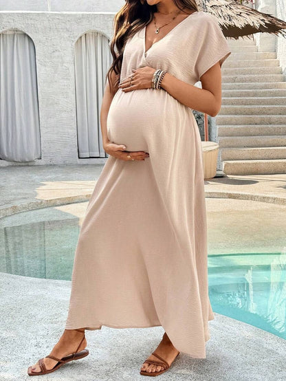 Maternity Dress with V-Neck and Split