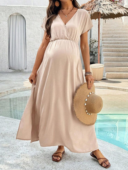 Maternity Dress with V-Neck and Split