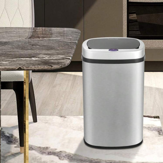 Contenedor automático con sensor sin contacto para cocina y baño, hecho de acero inoxidable, 15 litros