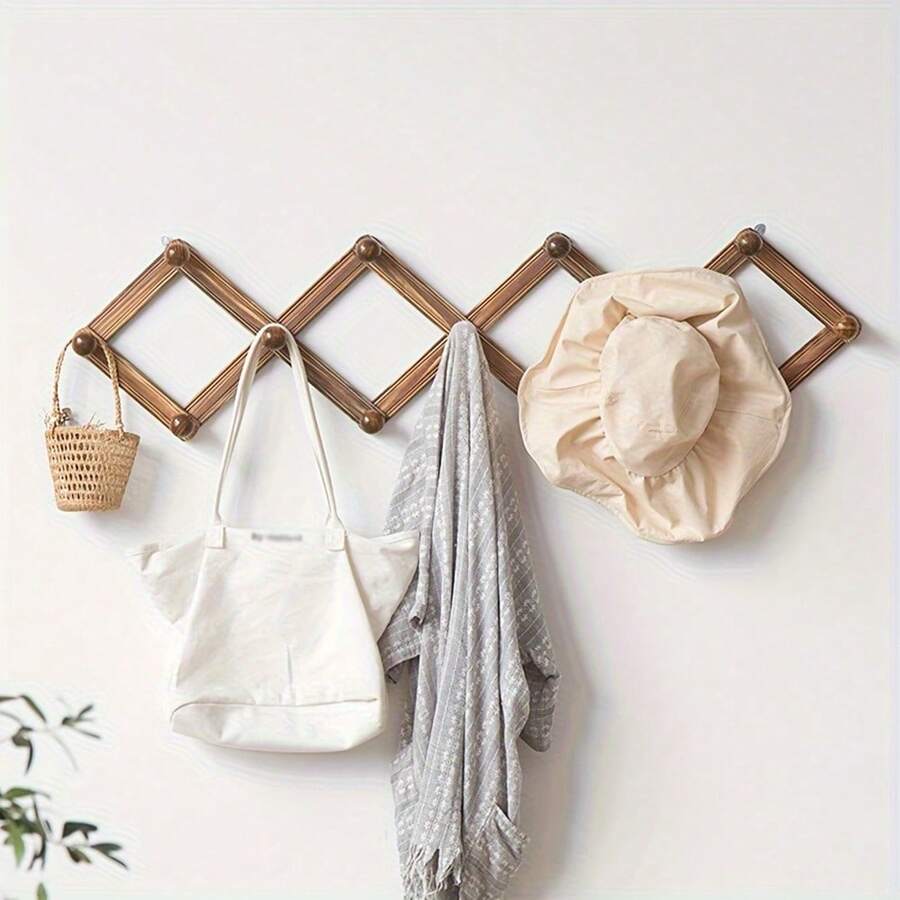 Expandable Bamboo Wall Hook with 10 Hooks