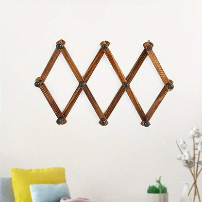 Expandable Bamboo Wall Hook with 10 Hooks