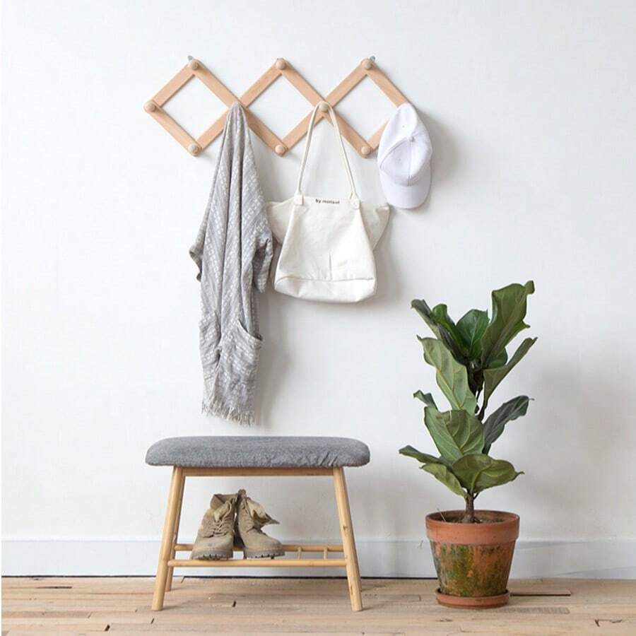 Expandable Bamboo Wall Hook with 10 Hooks