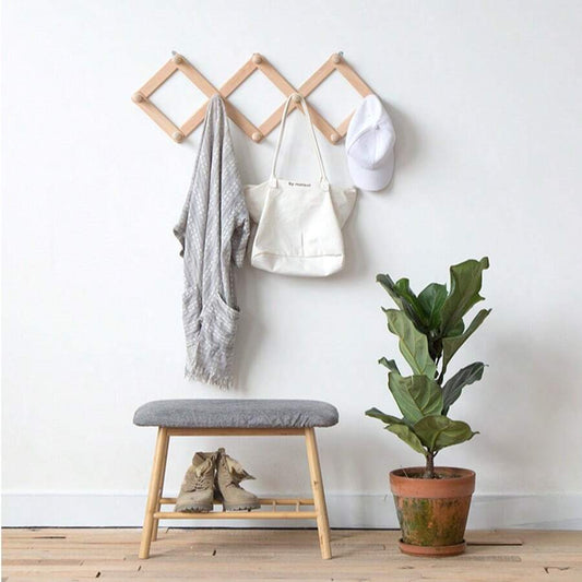 Expandable Bamboo Wall Hook with 10 Hooks