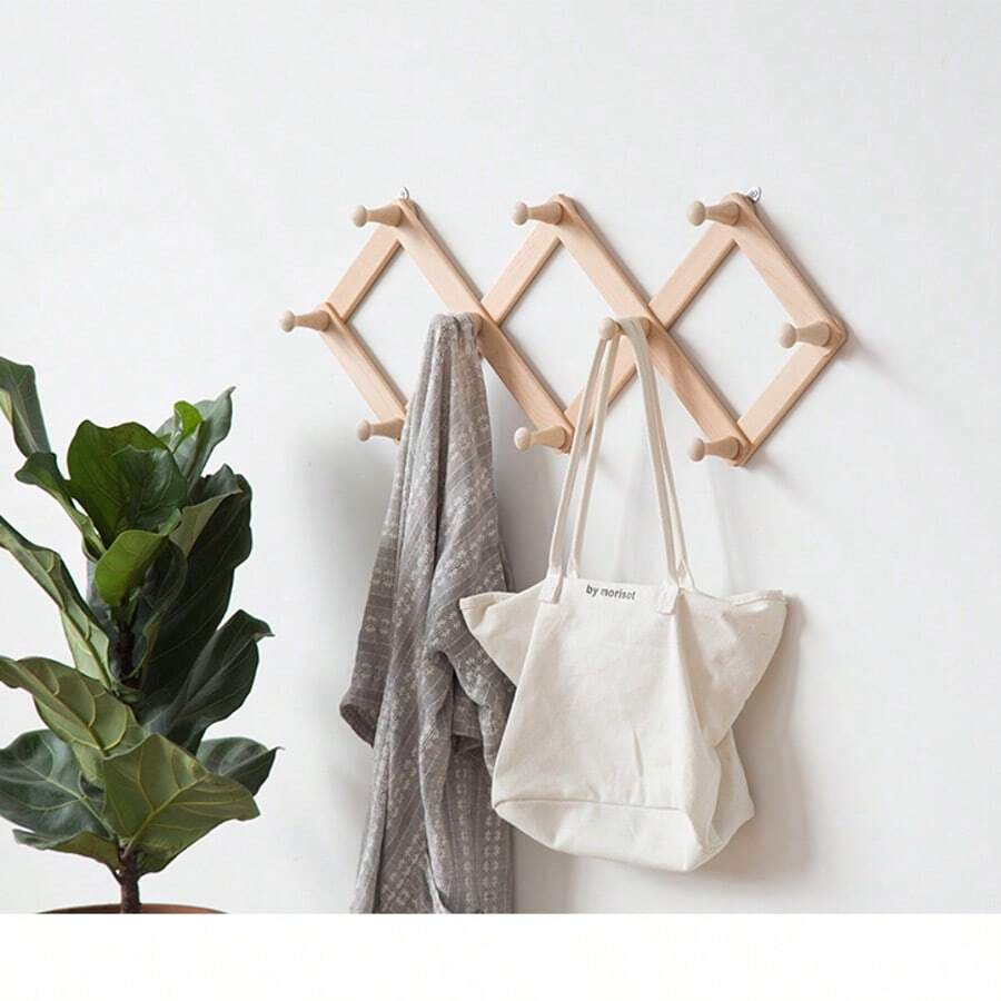 Expandable Bamboo Wall Hook with 10 Hooks