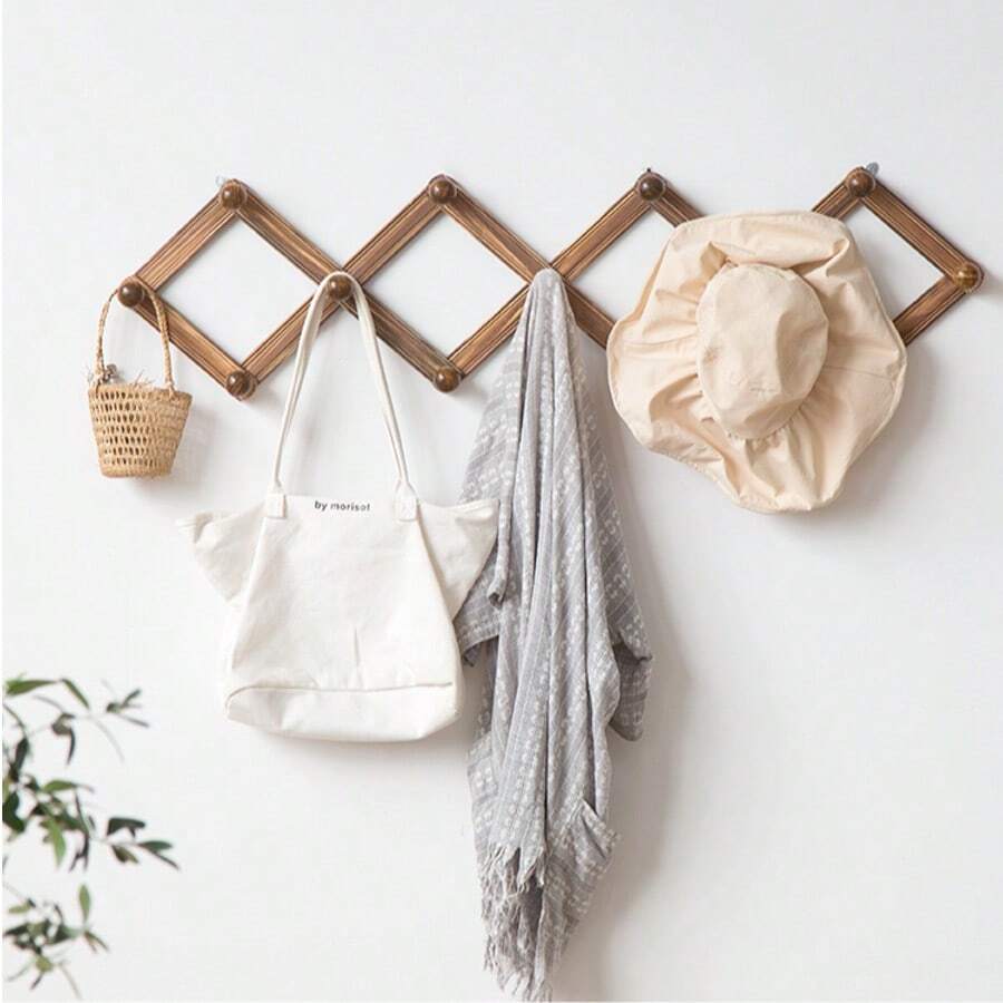 Expandable Bamboo Wall Hook with 10 Hooks