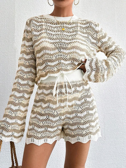 Hollow Out Top & Shorts as Cover-Up