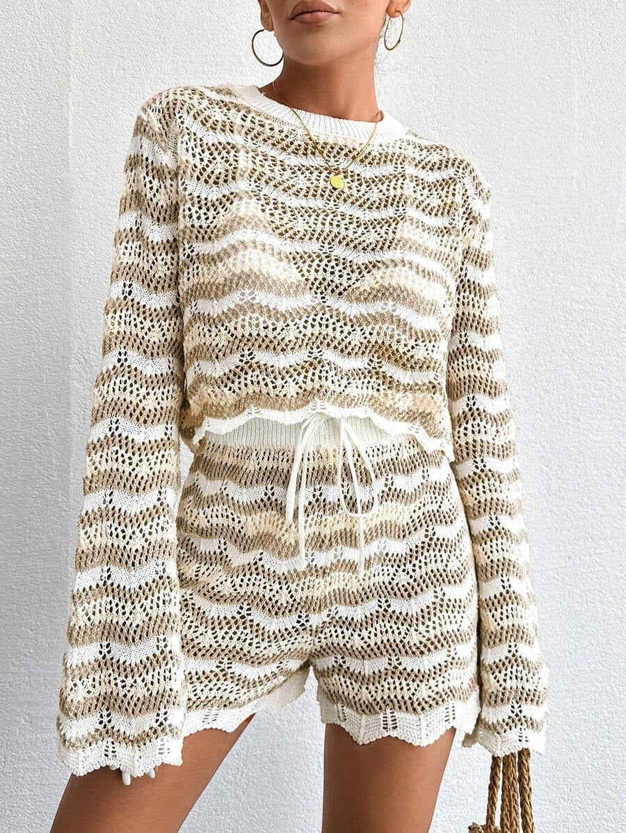 Hollow Out Top & Shorts as Cover-Up