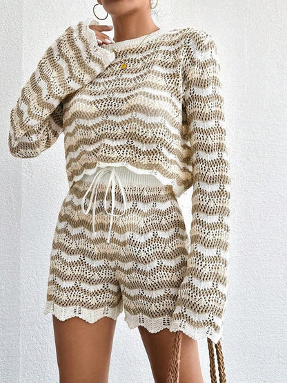 Hollow Out Top & Shorts as Cover-Up