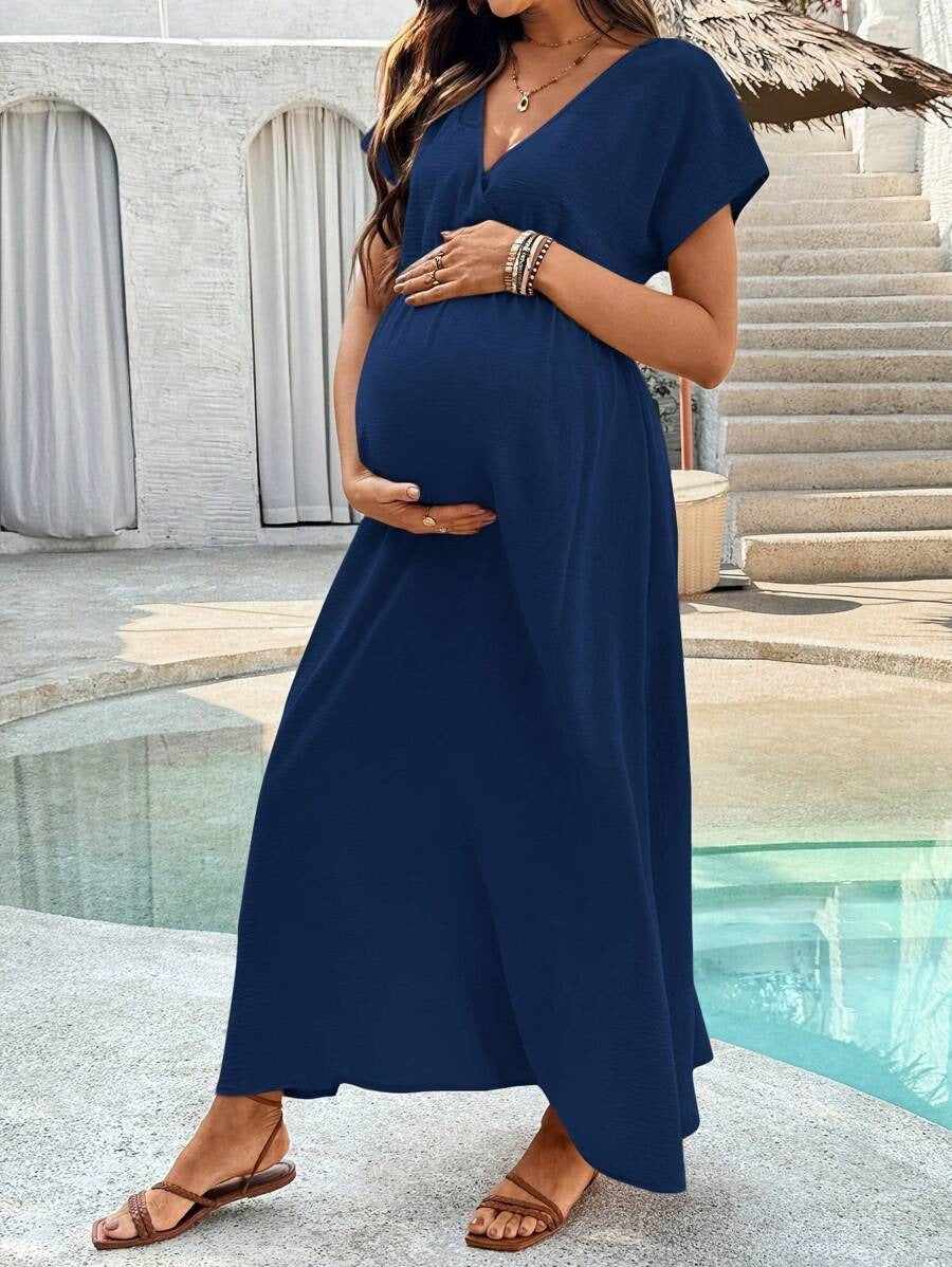 Maternity Dress with V-Neck and Split