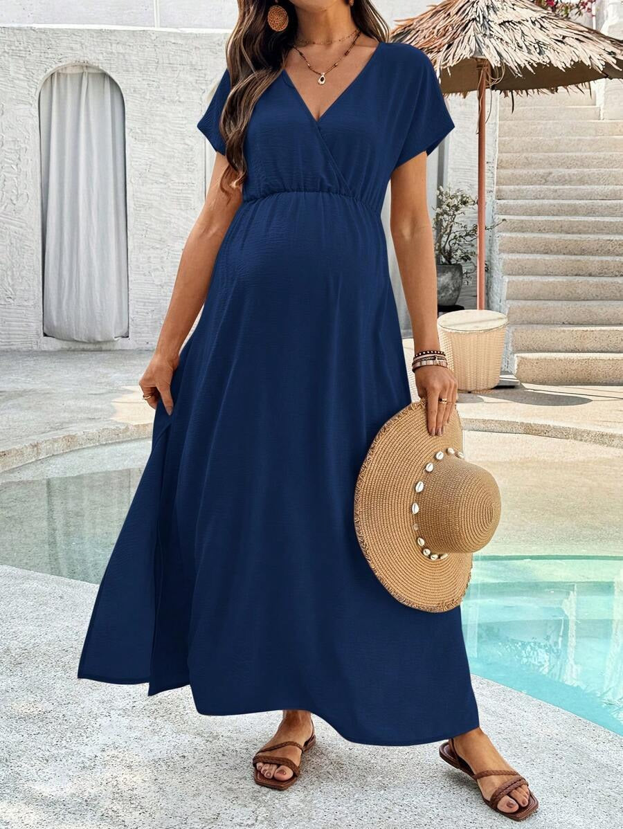 Maternity Dress with V-Neck and Split