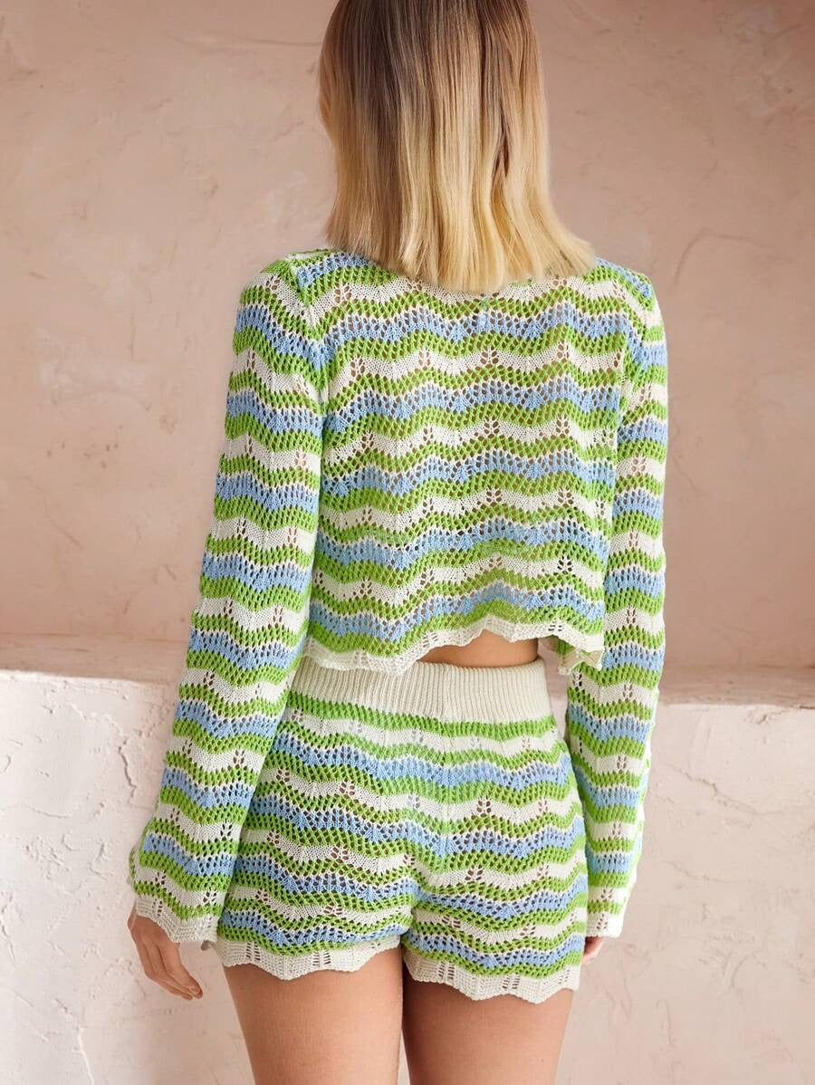 Hollow Out Top & Shorts as Cover-Up