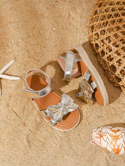 White Princess Sandals with Bow for Girls
