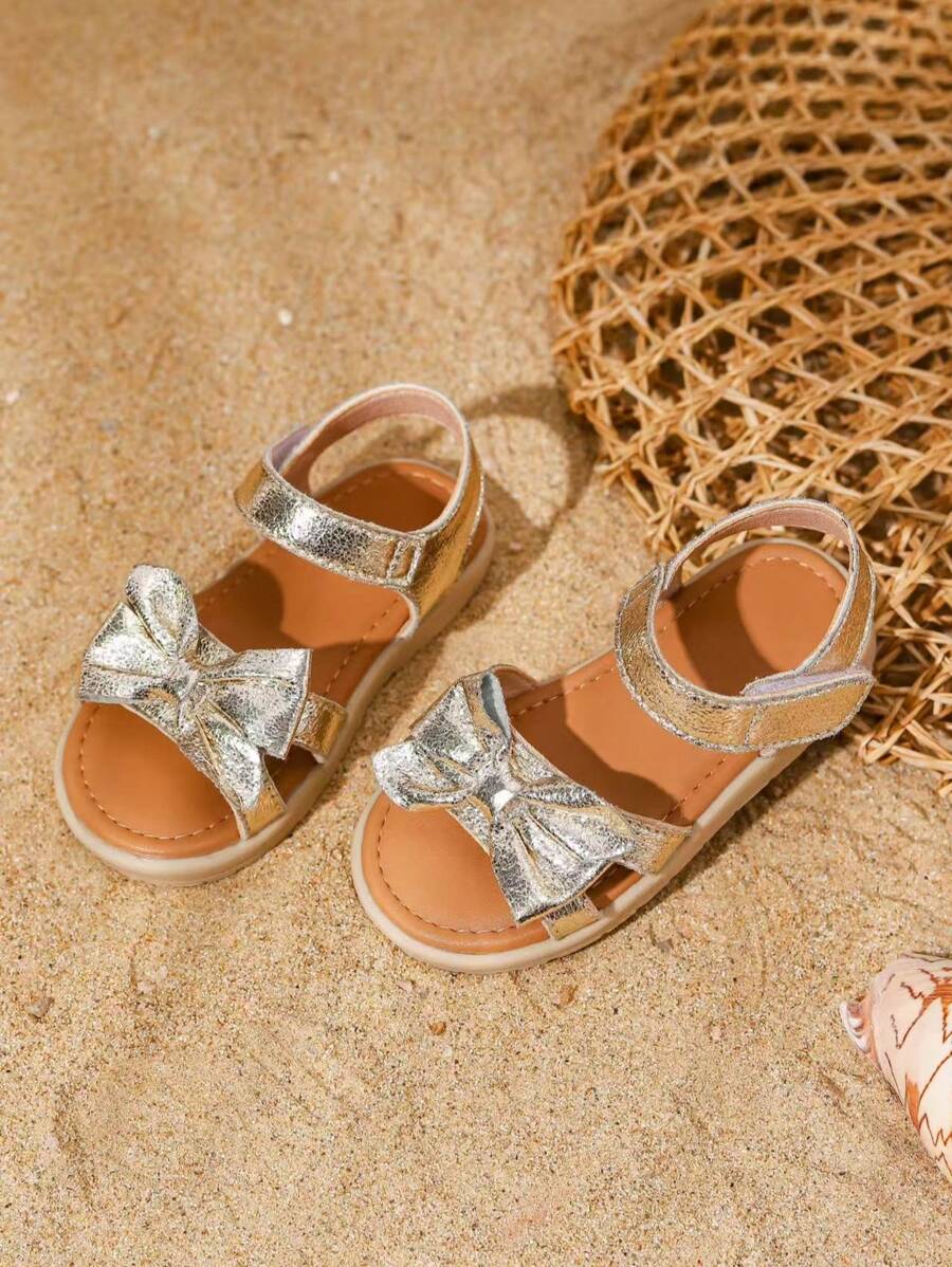 White Princess Sandals with Bow for Girls