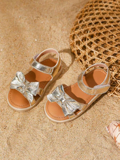 White Princess Sandals with Bow for Girls
