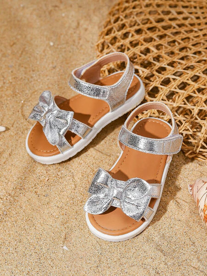 White Princess Sandals with Bow for Girls
