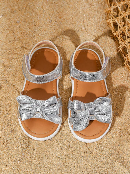 White Princess Sandals with Bow for Girls