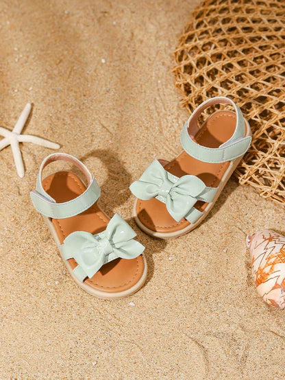 White Princess Sandals with Bow for Girls
