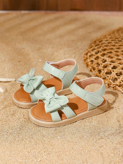 White Princess Sandals with Bow for Girls