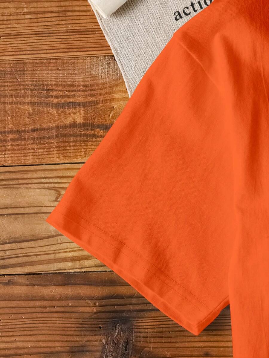 Orange Ladies T-shirt with Fruit Print and Text