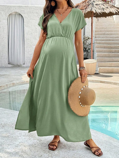 Maternity Dress with V-Neck and Split