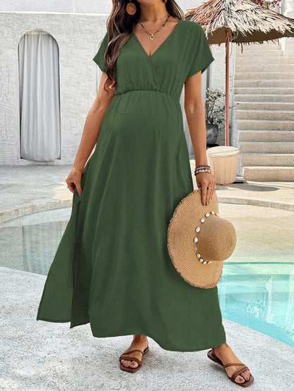 Maternity Dress with V-Neck and Split