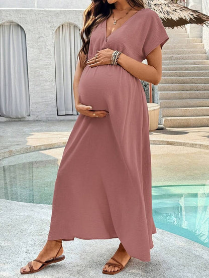 Maternity Dress with V-Neck and Split