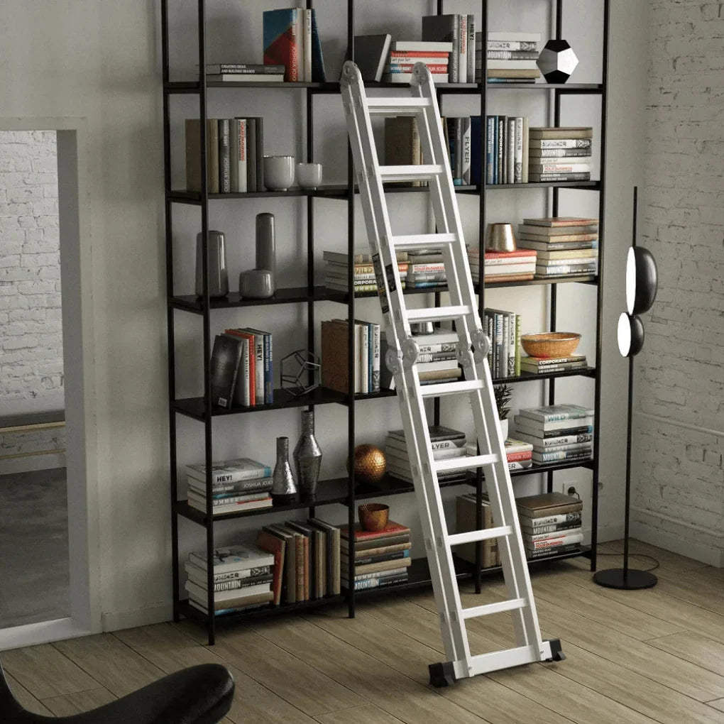 14-in-1 multifunctional aluminum alloy combination ladder 4.7 m/15.5 ft foldable step ladder 150 kg/330 lbs capacity