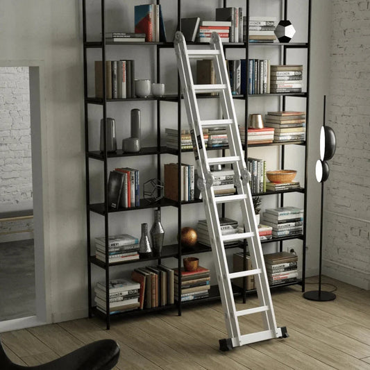 Escalera combinada multifuncional de aleación de aluminio 14 en 1, escalera plegable de 4.7 m/15.5 ft con capacidad de 150 kg/330 lbs