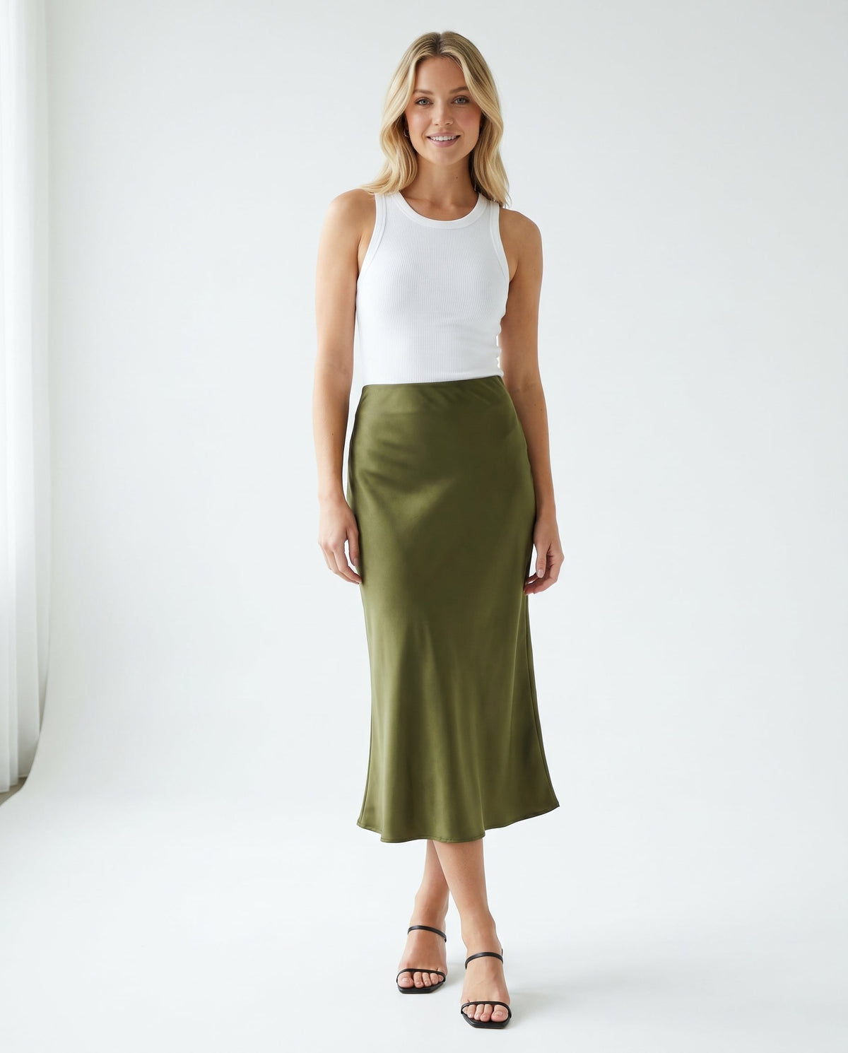 Luxe satijnen midirok met asymmetrische snit voor dames