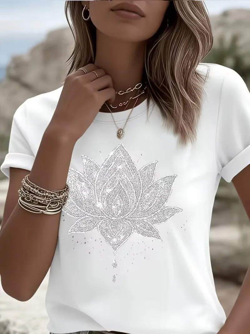 T-shirt avec imprimé fleur de lotus