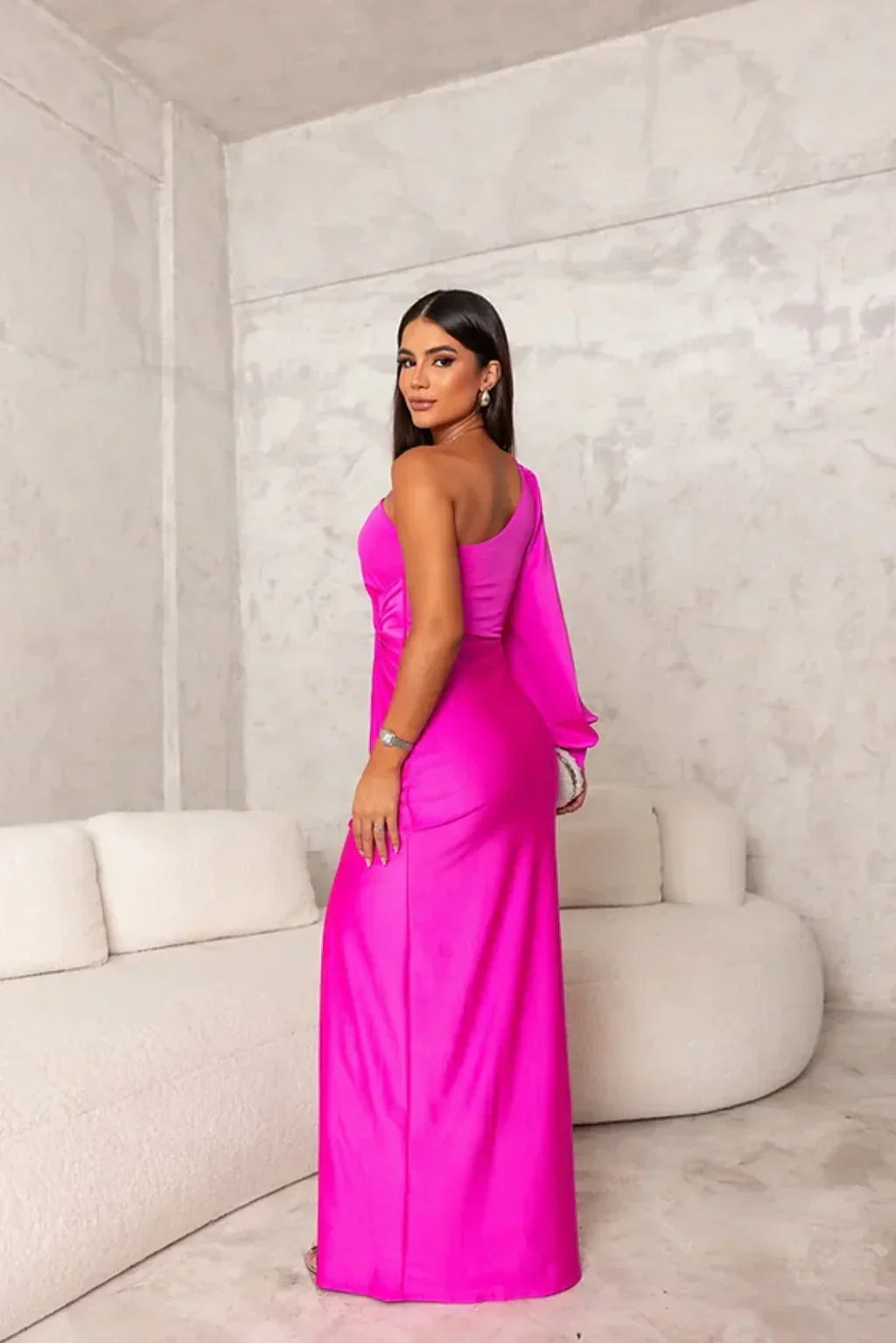Ladies' Elegant Gala Maxi Dress with One Shoulder and Split