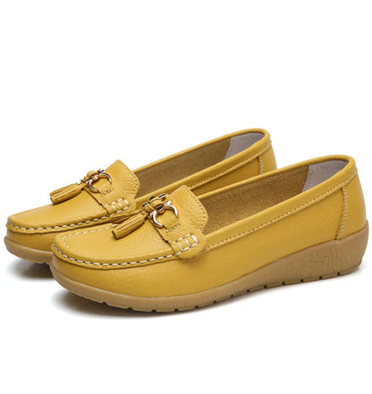 Leather Ballerina Flats with Cut-Out Design and Ultimate Comfort