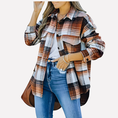 Giacca-camicia a quadri da donna