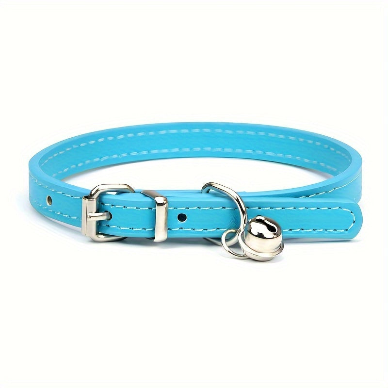 Adjustable Cat Collar with Bell – Durable Faux Leather and Safety Buckle for Cats of All Sizes