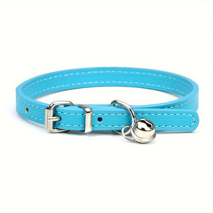 Adjustable Cat Collar with Bell – Durable Faux Leather and Safety Buckle for Cats of All Sizes