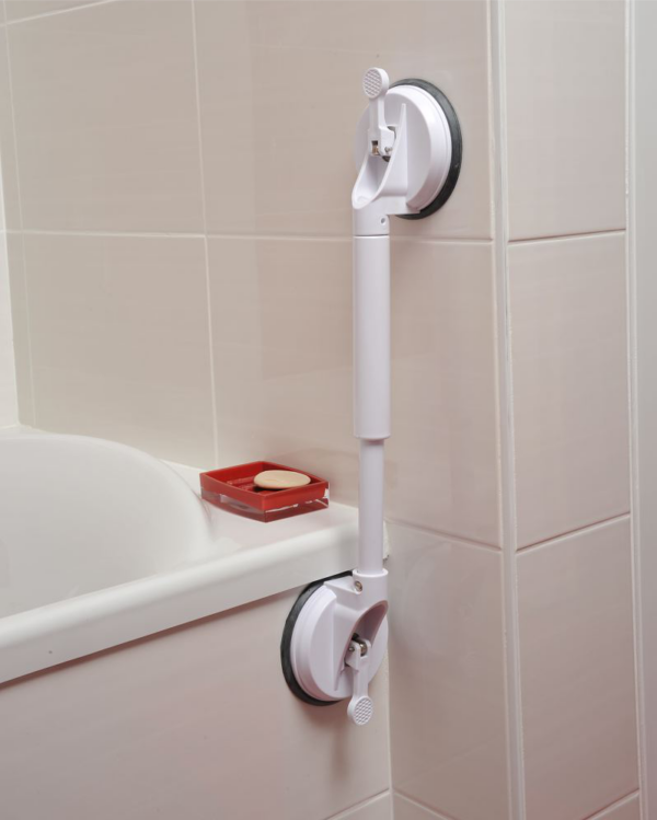 Verstellbarer Haltegriff mit Saugnäpfen für Bad und Toilette