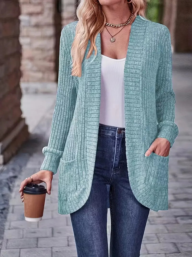 Open vest with ribbed texture