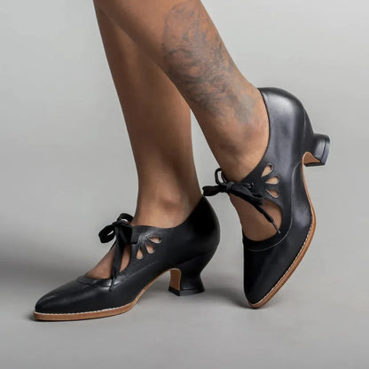 Escarpins vintage pour femme à nœud et petit talon