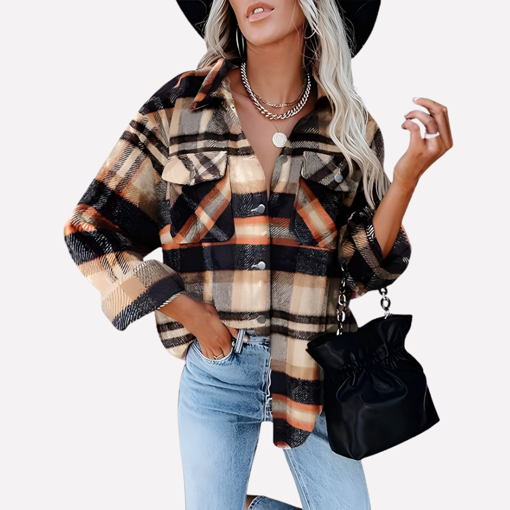 Giacca-camicia a quadri da donna