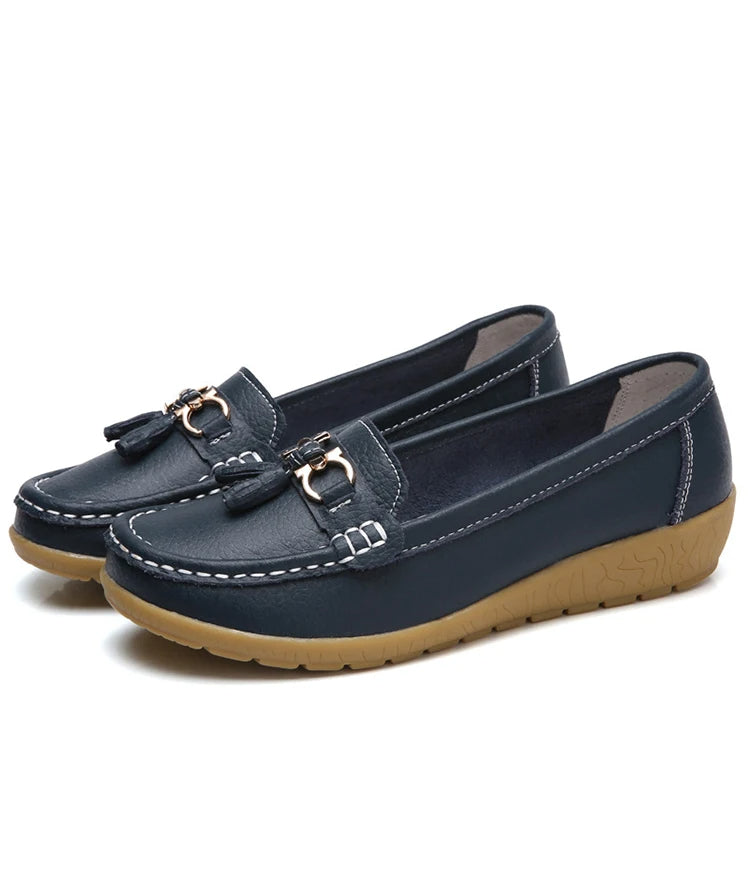 Leather Ballerina Flats with Cut-Out Design and Ultimate Comfort