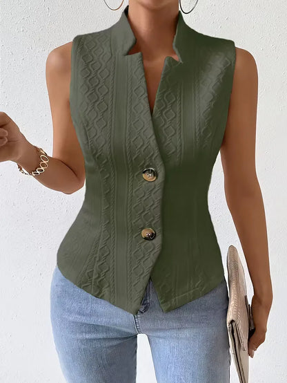 Gilet avec col en V et boutons