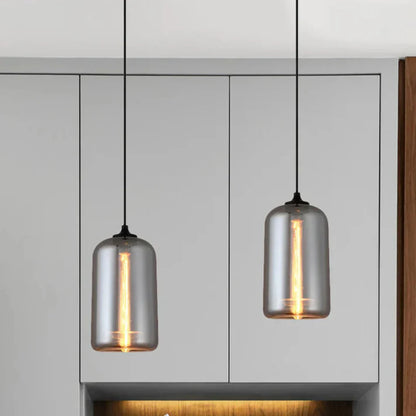 Nordic Loft Pendant Lamp - Stylish Grey Glass Shade