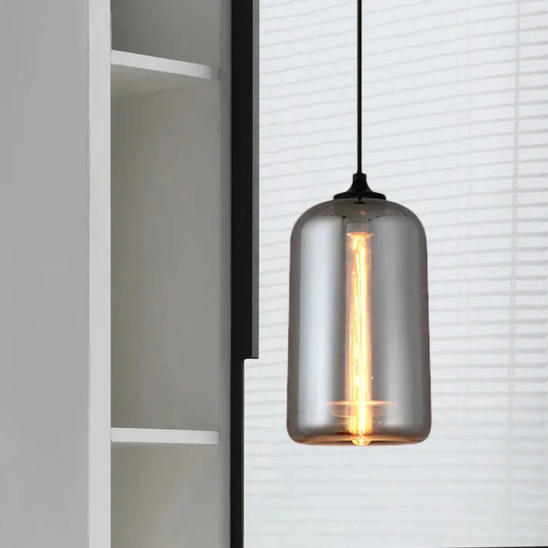 Nordic Loft Pendant Lamp - Stylish Grey Glass Shade