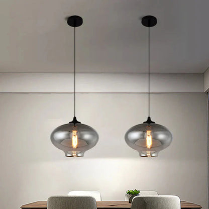 Nordic Loft Pendant Lamp - Stylish Grey Glass Shade