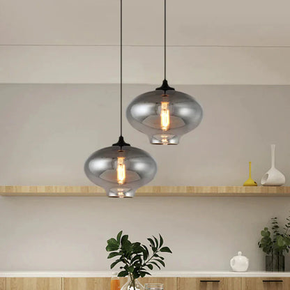 Nordic Loft Pendant Lamp - Stylish Grey Glass Shade