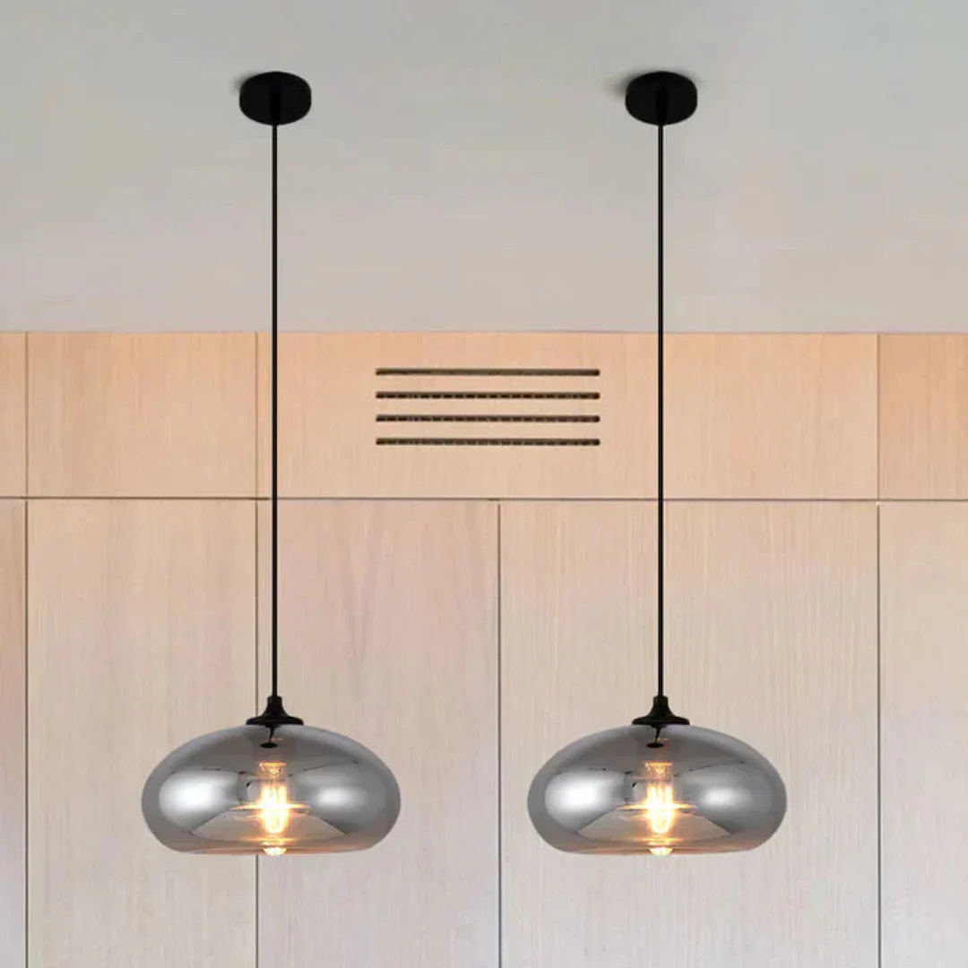 Nordic Loft Pendant Lamp - Stylish Grey Glass Shade