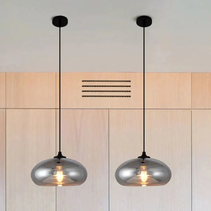 Nordic Loft Pendant Lamp - Stylish Grey Glass Shade