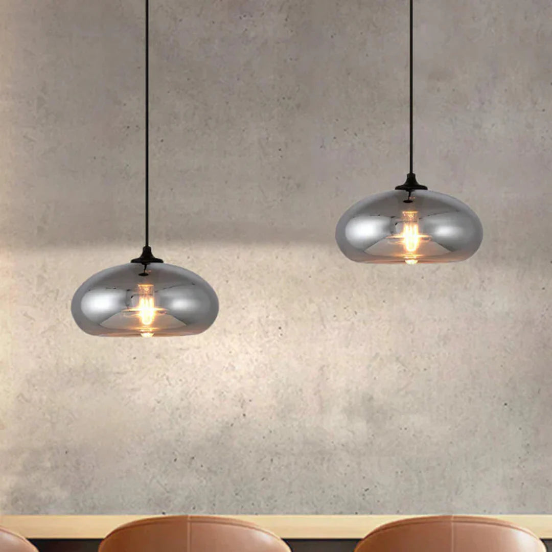 Nordic Loft Pendant Lamp - Stylish Grey Glass Shade